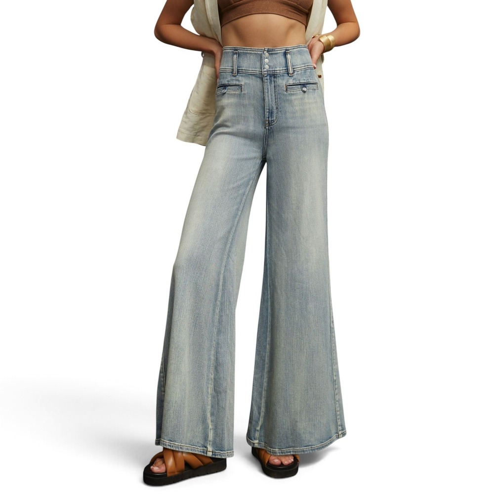 Pilcro High Waist Ultra Wide Leg Jeans Women 29 (Fits as 28) Flare Anthropologie